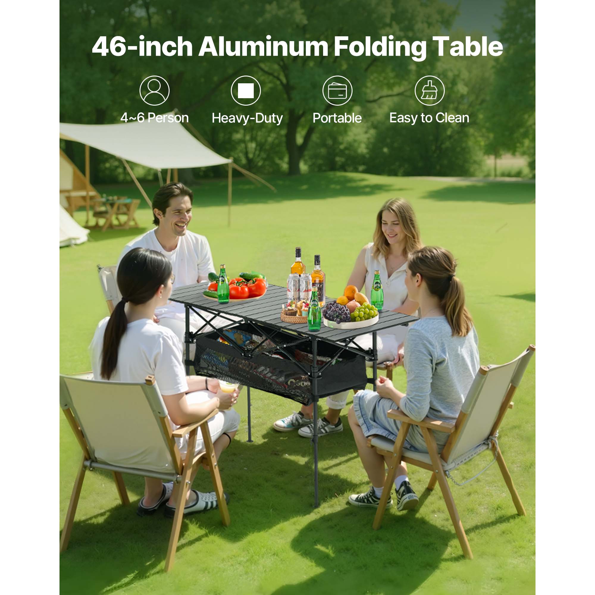 Folding Portable Camping Table Aluminum Outdoor Picnic Roll Up Table Storage Bag_voghion.com